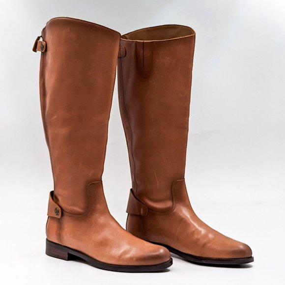 Sam Edelman Women Mikala2 Brown Leather Round Zip Toe Lug Riding Boots size 9 - Picture 1 of 13
